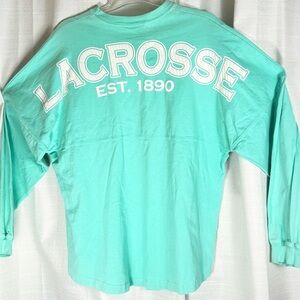 Spirit Mint Green  Long Sleeve Shirt Lacrosse white/ lt.pink screen print size L